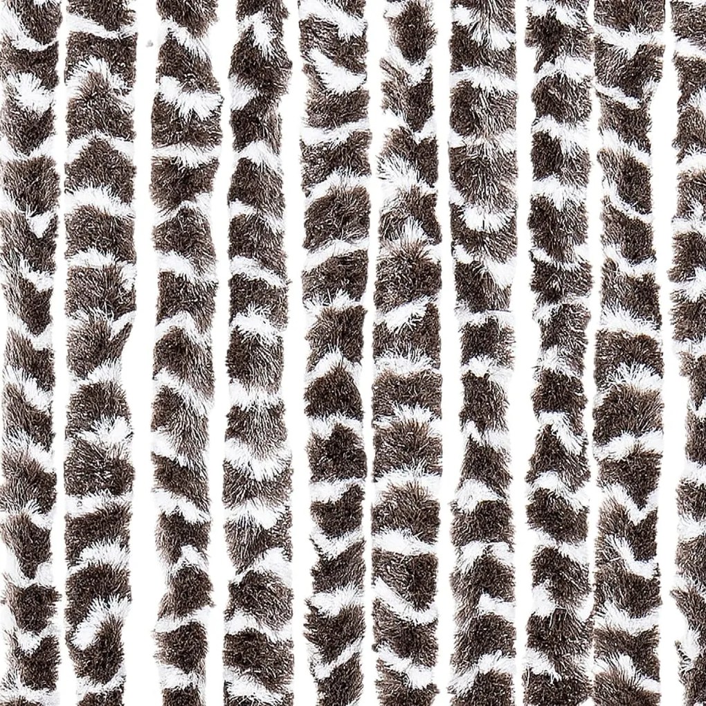 Cortina anti-insetos 56x200 cm chenille castanho e branco