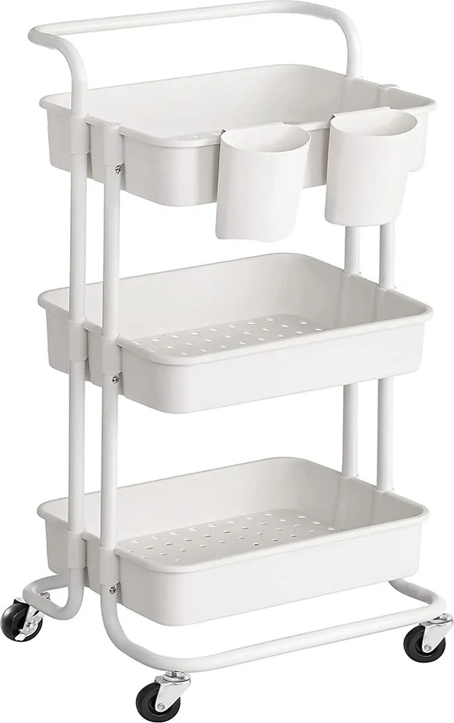 Carro multifuncional, cozinha, casa de banho, escritório 3 níveis 41,6 x 33,5 x 86,3 cm Branco