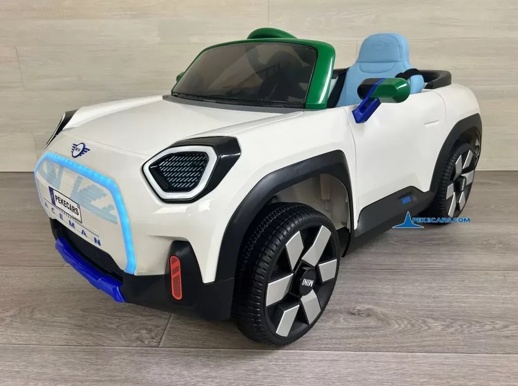 Carro elétrico para crianças MINI ACEMAN 12V 2.4G, Rodas de borracha, assento em pele sintética Branco