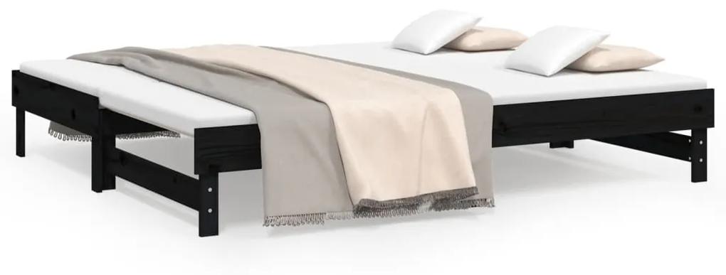 Sofá-cama de puxar 2x(90x200) cm pinho maciço preto