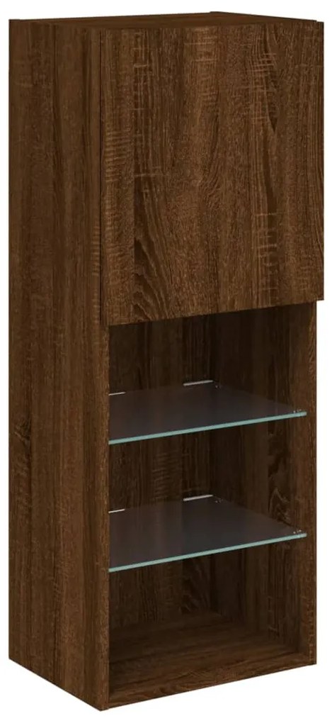 Móvel de TV com luzes LED 40,5x30x102 cm carvalho castanho