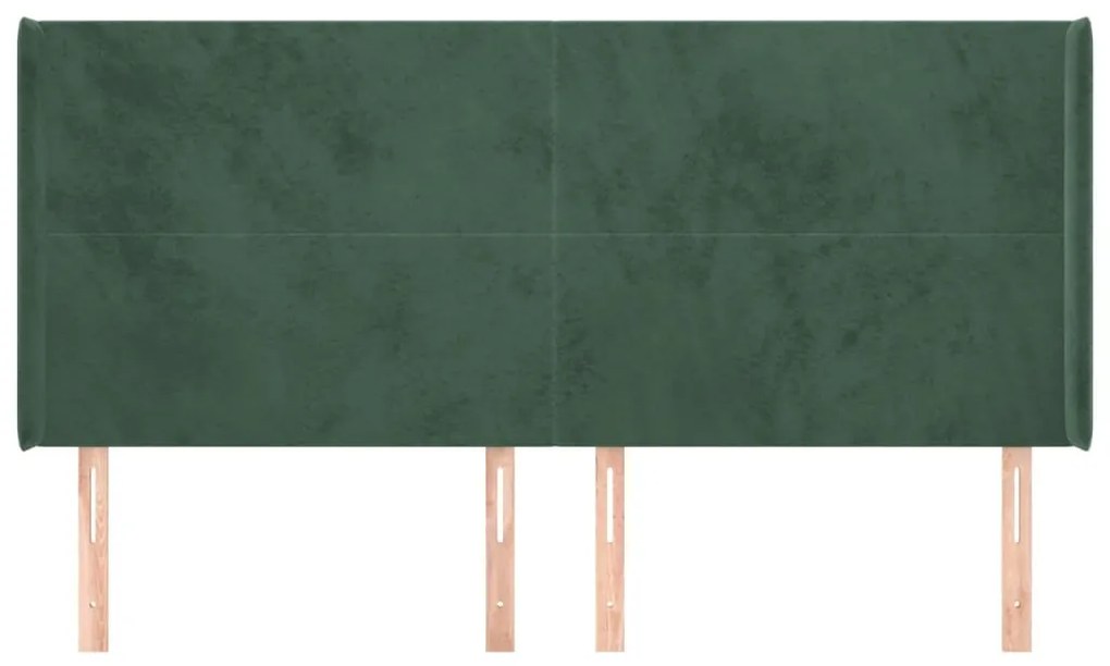 Cabeceira cama c/ abas veludo 163x16x118/128 cm verde-escuro