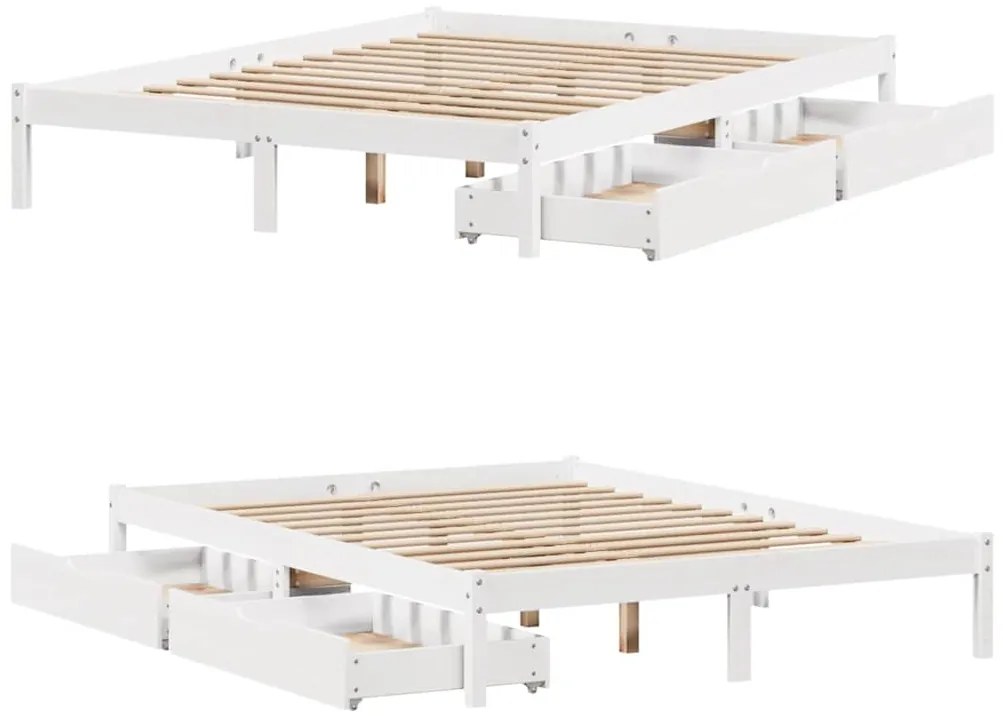 Cama sem colchão 135x190 cm madeira de pinho maciça branco