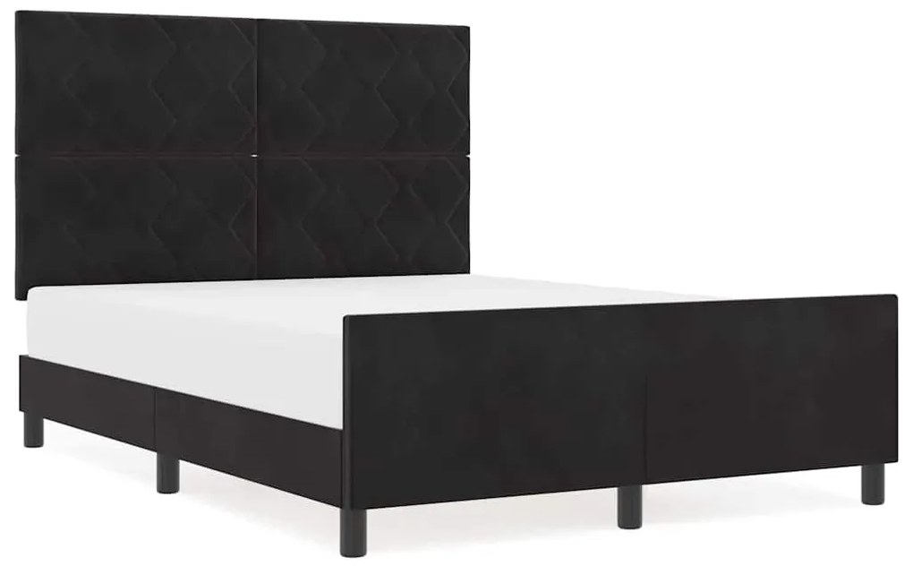 Estrutura de Cama de Veludo Preto vidaXL 160x200 cm