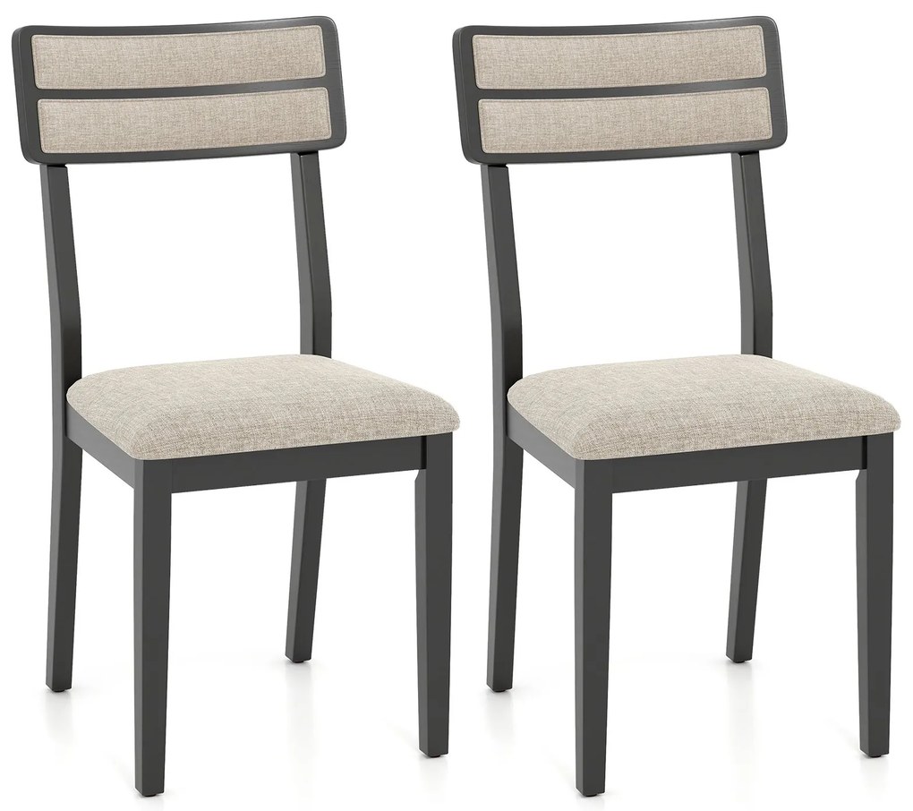 Cadeiras estofadas sem braços com encosto de borracha inclinado, conjunto de 2 cadeiras de jantar modernas em nogueira