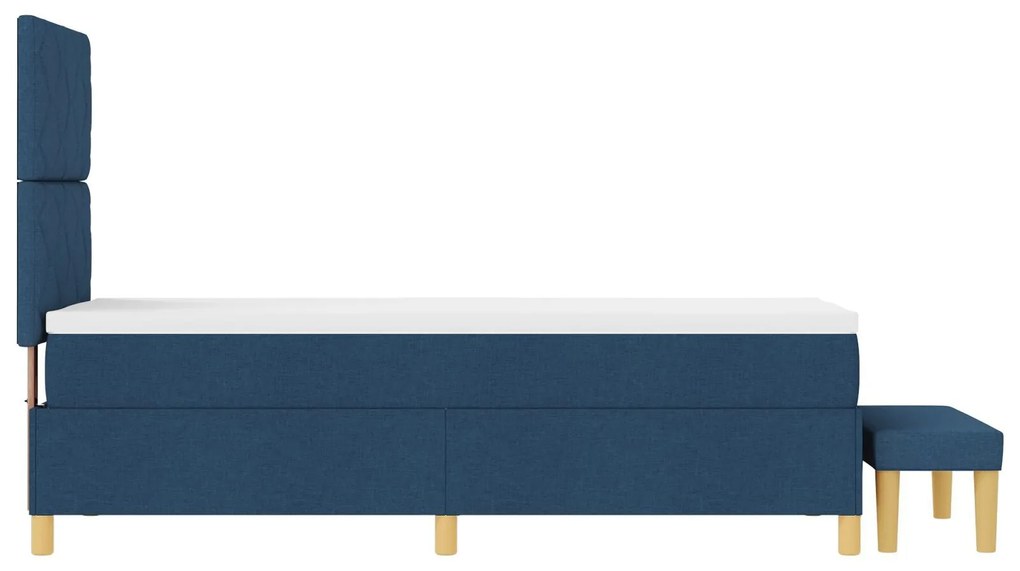 Cama Box Spring com Colchão e Banco Azul 80x200 cm Tecido