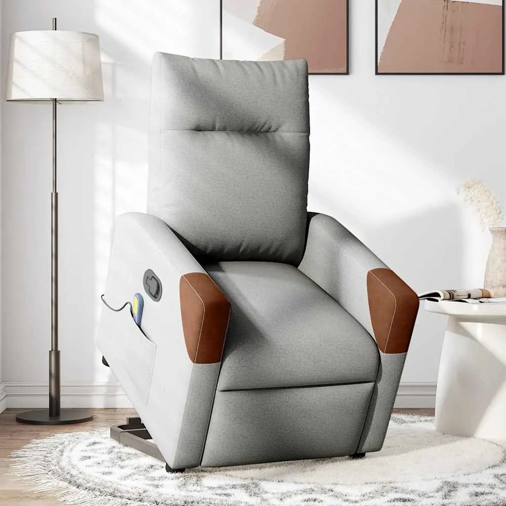 Poltrona elevatória de massagens tecido cinzento-nublado