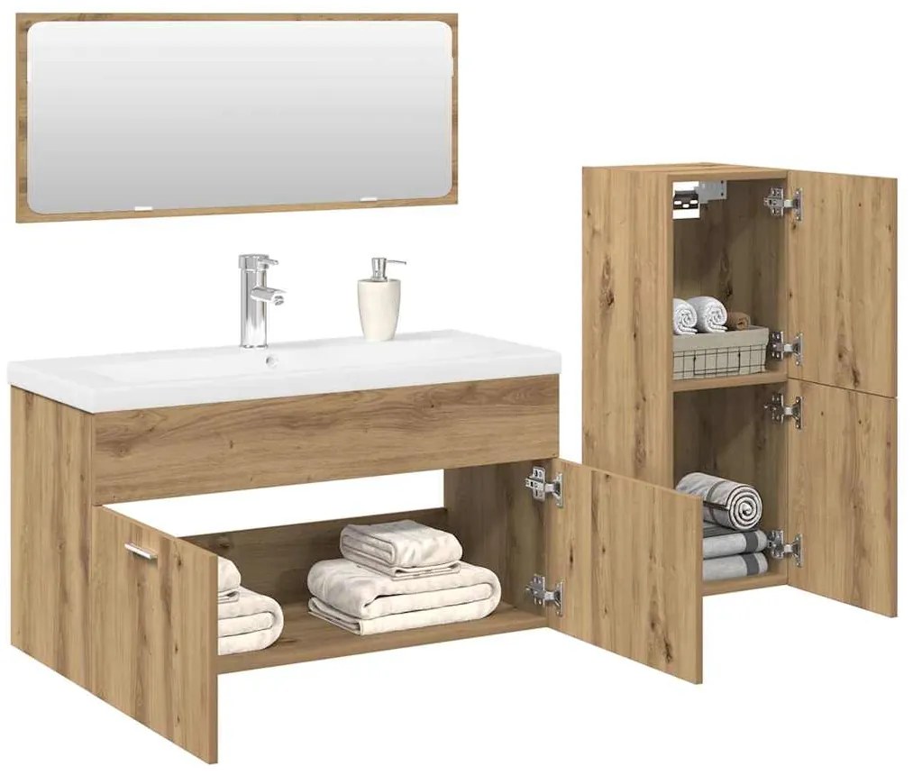 vidaXL 4 pcs móveis de casa de banho deriv. madeira carvalho artisiano