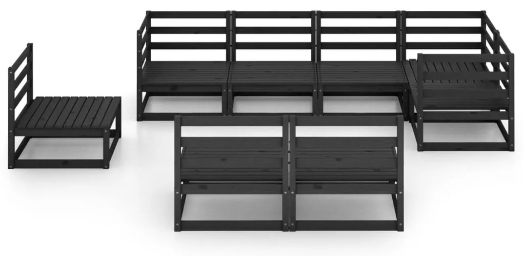 8 pcs conjunto lounge de jardim pinho maciço preto