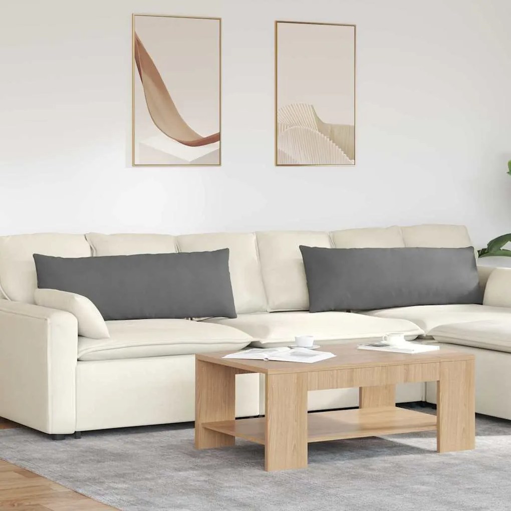 vidaXL Travesseiros de Sofá 2 pcs Cinza Escuro 120 x 40 cm tecido
