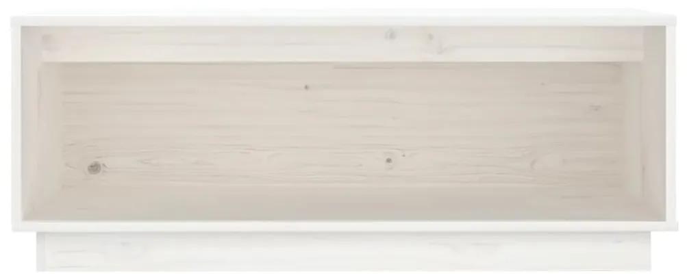 Móvel de TV 90x35x35 cm madeira de pinho maciça branco