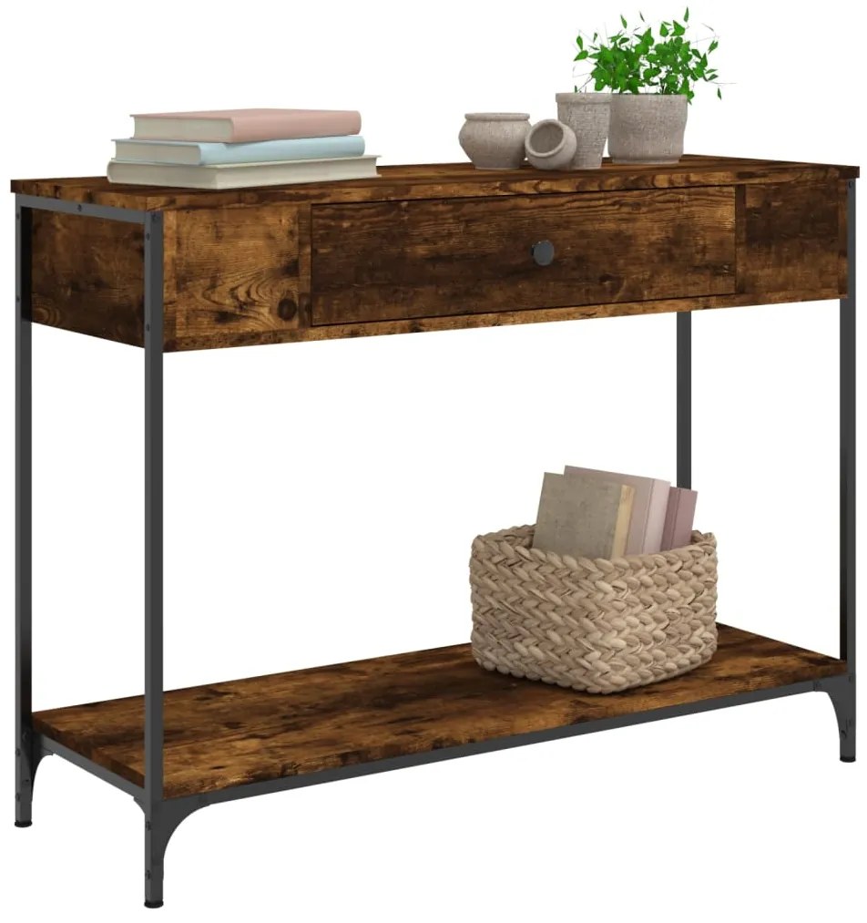 Mesa consola 100x34,5x75cm derivados de madeira carvalho fumado