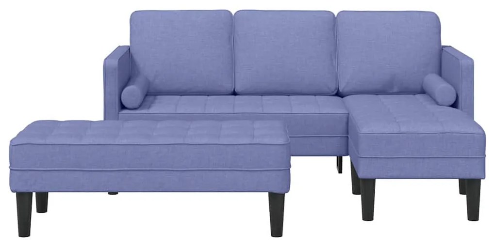 Conjunto de Sofá de 2 Peças com Almofadas Azul Jeans Tecido