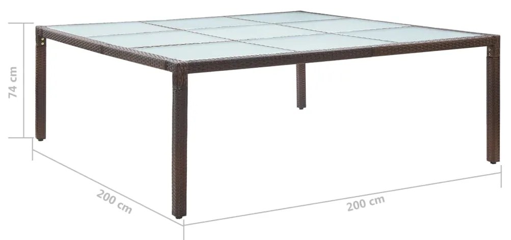 Mesa de jantar para jardim 200x200x74 cm vime PE castanho