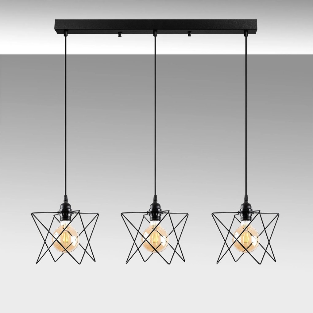 Candeeiro de Teto Akkas – Preto – 98 x 24 cm