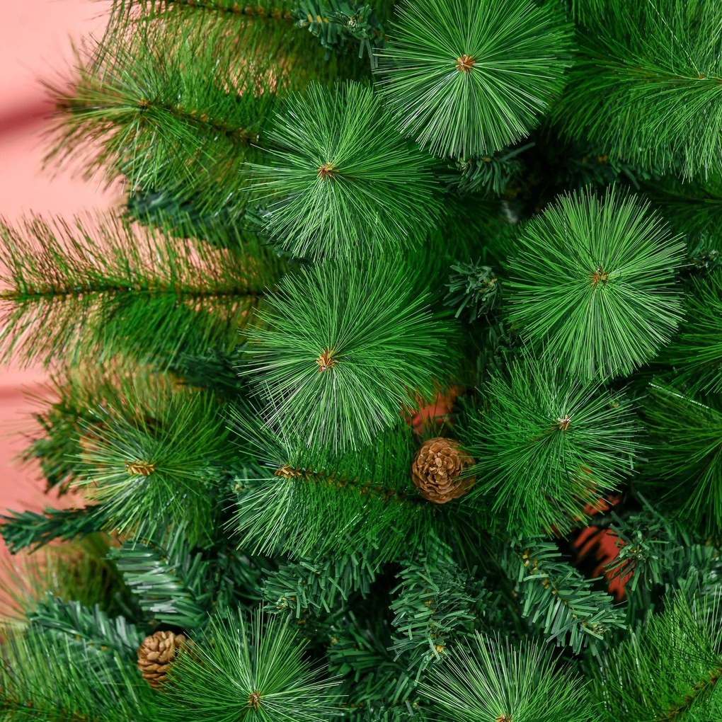 Árvore de Natal Artificial 180cm com 782 Ramos 56 Pinhas Folhas de PVC