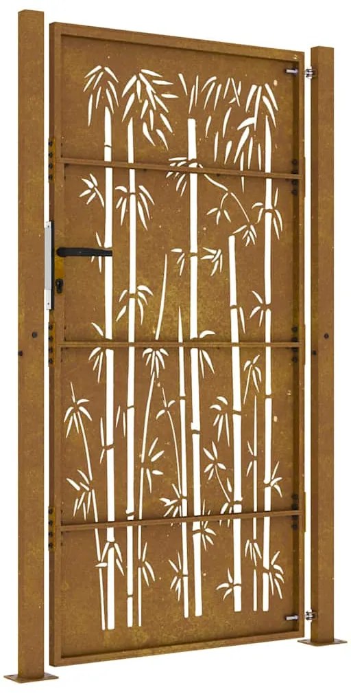Portão de jardim 105x205 cm aço corten design bambu