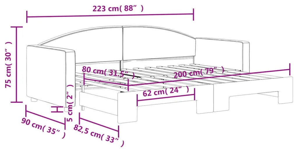 Sofá-cama com gavetão 80x200 cm tecido cinzento-claro