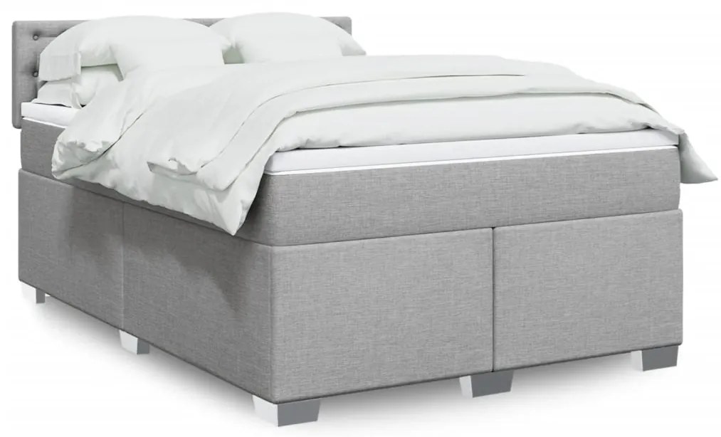 vidaXL Cama com molas/colchão 140x190 cm tecido cinzento-claro
