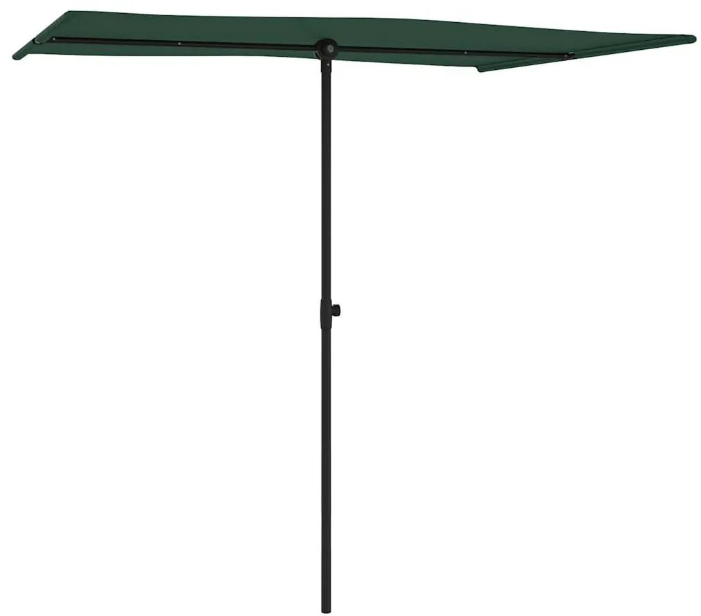 Guarda-sol de jardim com poste de alumínio 2x1,5 m verde