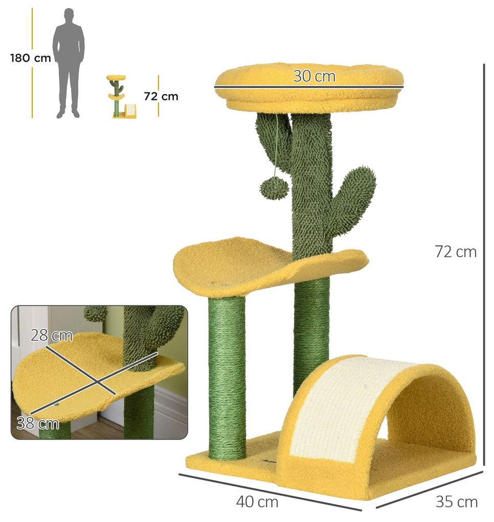 PawHut Árvore Arranhador para Gatos de 72cm Torre para Gatos Centro de