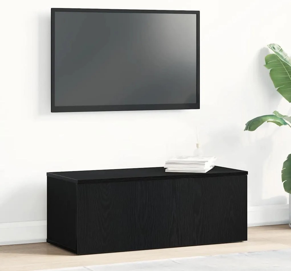 Armário para televisão vidaXL Preto Carvalho 80x34x30 cm Madeira engen
