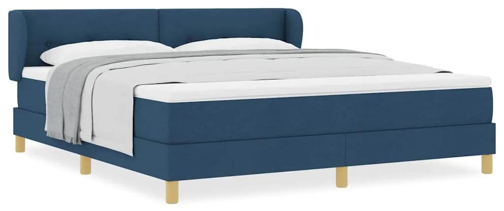 Cama Box Spring com Colchão - Azul, 180x200 cm, Tecido