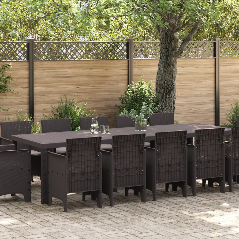 Conjunto de Jantar de Jardim de 13 Peças com Almofadas em Vime Sintéti