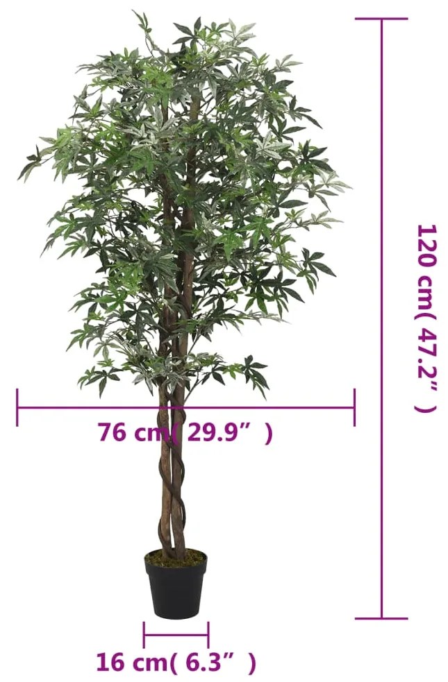 Ácer artificial 336 folhas 120 cm verde