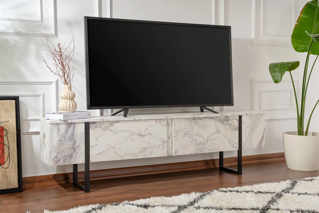 Móvel de TV Serenity – Mármore Freesia Preto – 180x50x29,5 cm