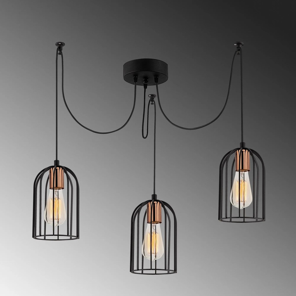 Candeeiro Chandelier Pamukkale – Preto e Bronze – 104 x 14 cm