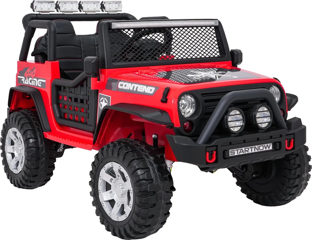 Jipe elétrico para Crianças 12V Jeep BEAST 4x4, Rodas de espuma EVA, Assento Couro ecológico Vermelho