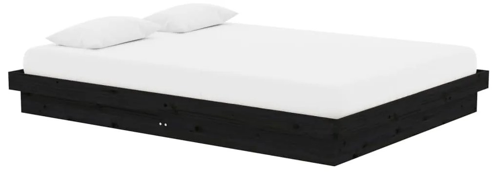 Estrutura de cama 140x190 cm madeira maciça preto