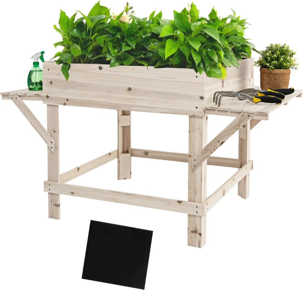Floreira Elevada "Asgard" com 2 Mesas Laterais - 132x76x75cm, Madeira