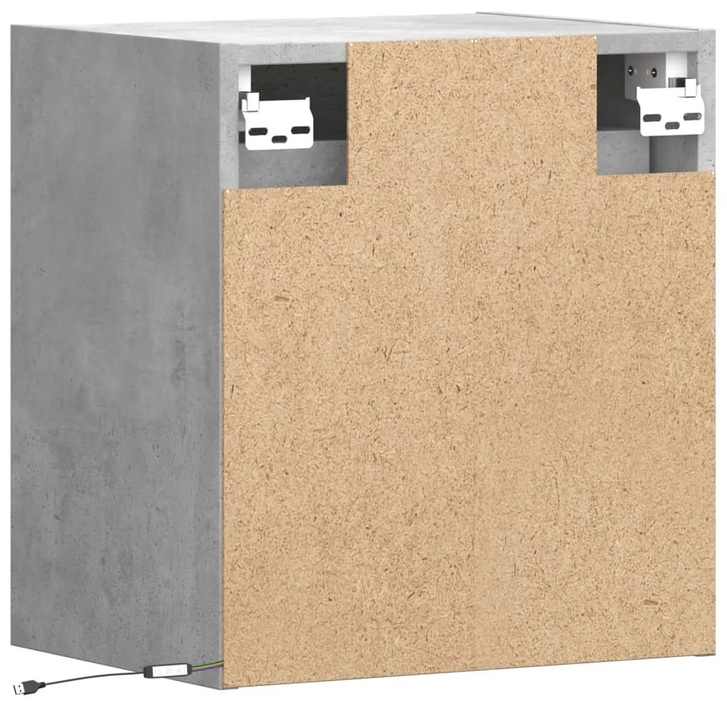 Móvel de parede p/ TV c/ luzes LED 41x31x45 cm cinzento cimento