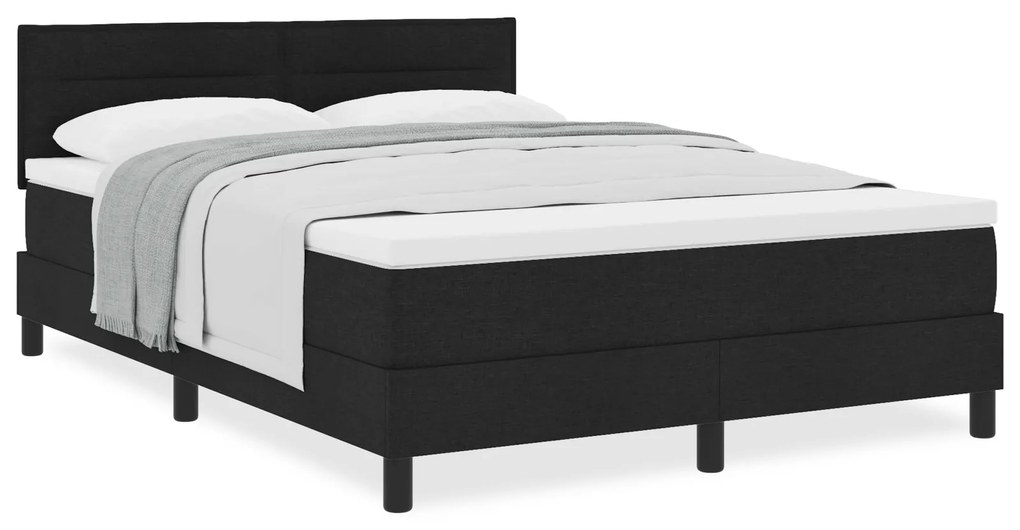 Cama Box com Colchão Preta 140x200 cm em Tecido