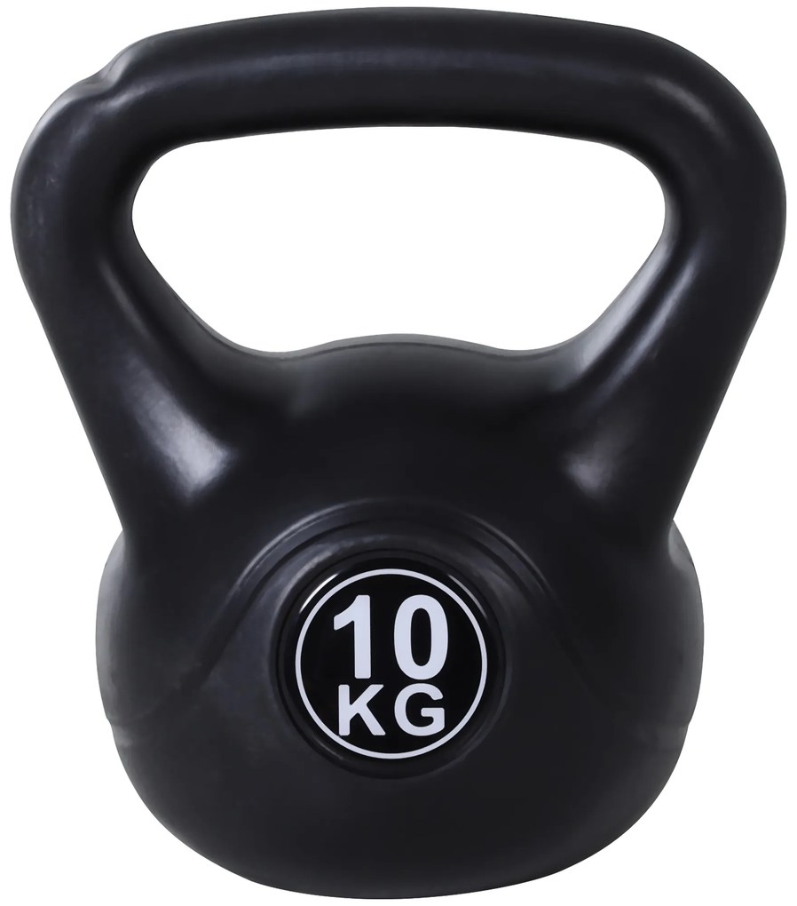 Peso Russo de 10 kg Kettlebell Preenchido de Areia com Punho Largo e Antiderrapante para Trenos em Ginásio 25x19x2 cm Preto