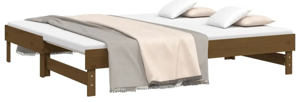 Estrutura sofá-cama de puxar 2x(90x190)cm pinho maciço castanho