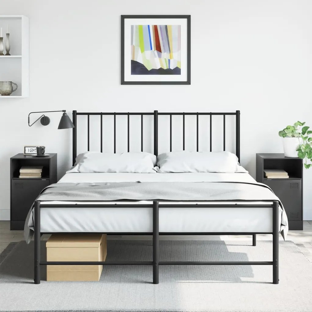 vidaXL Mesas de cabeceira 2 pcs 34,5x39x62 cm aço preto