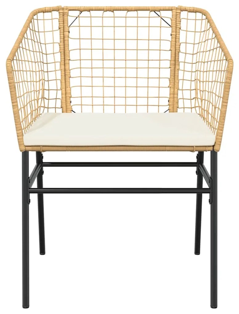 Conjunto jantar jardim 7 peças almofadas vidro vime PE castanho