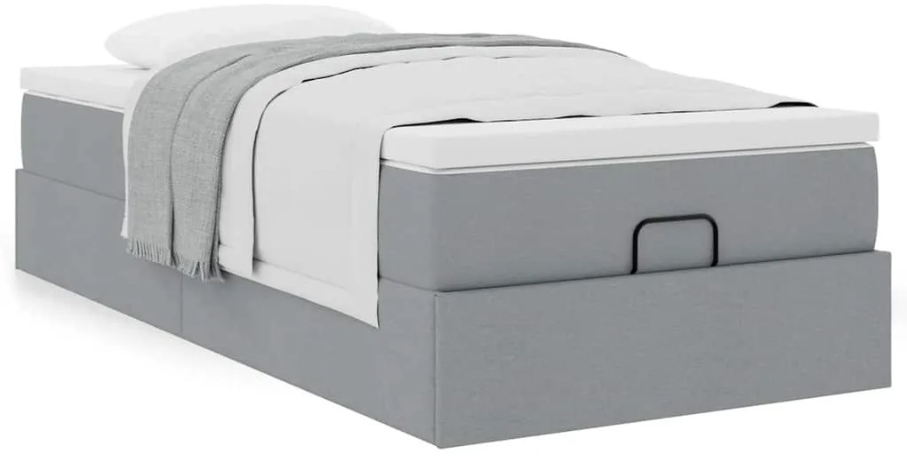 Estrutura cama otomana colchão 80x200 cm tecido cinzento claro