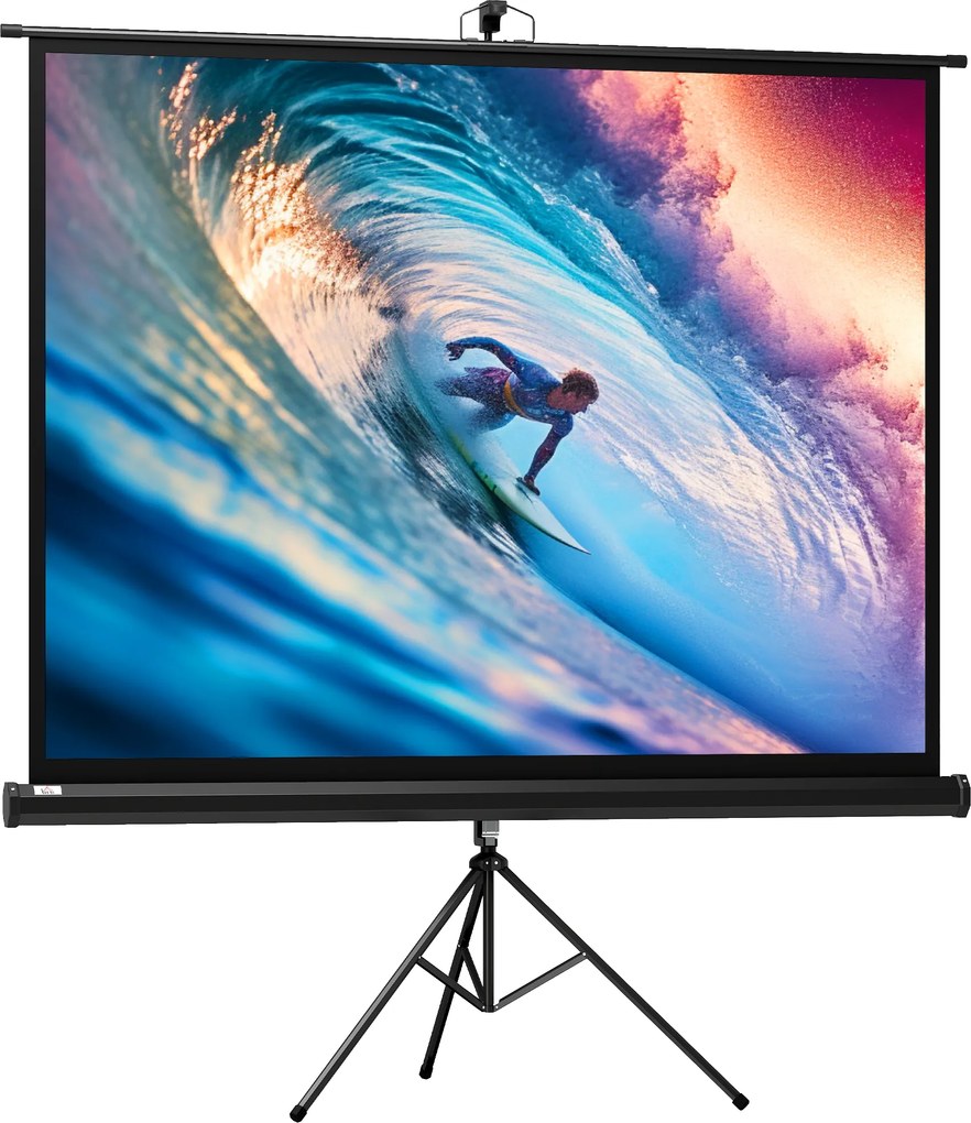 HOMCOM Ecrã de Projeção Manual Portátil com Suporte 84" 4:3 para Interior e Exterior 171x131 cm Preto | Aosom Portugal