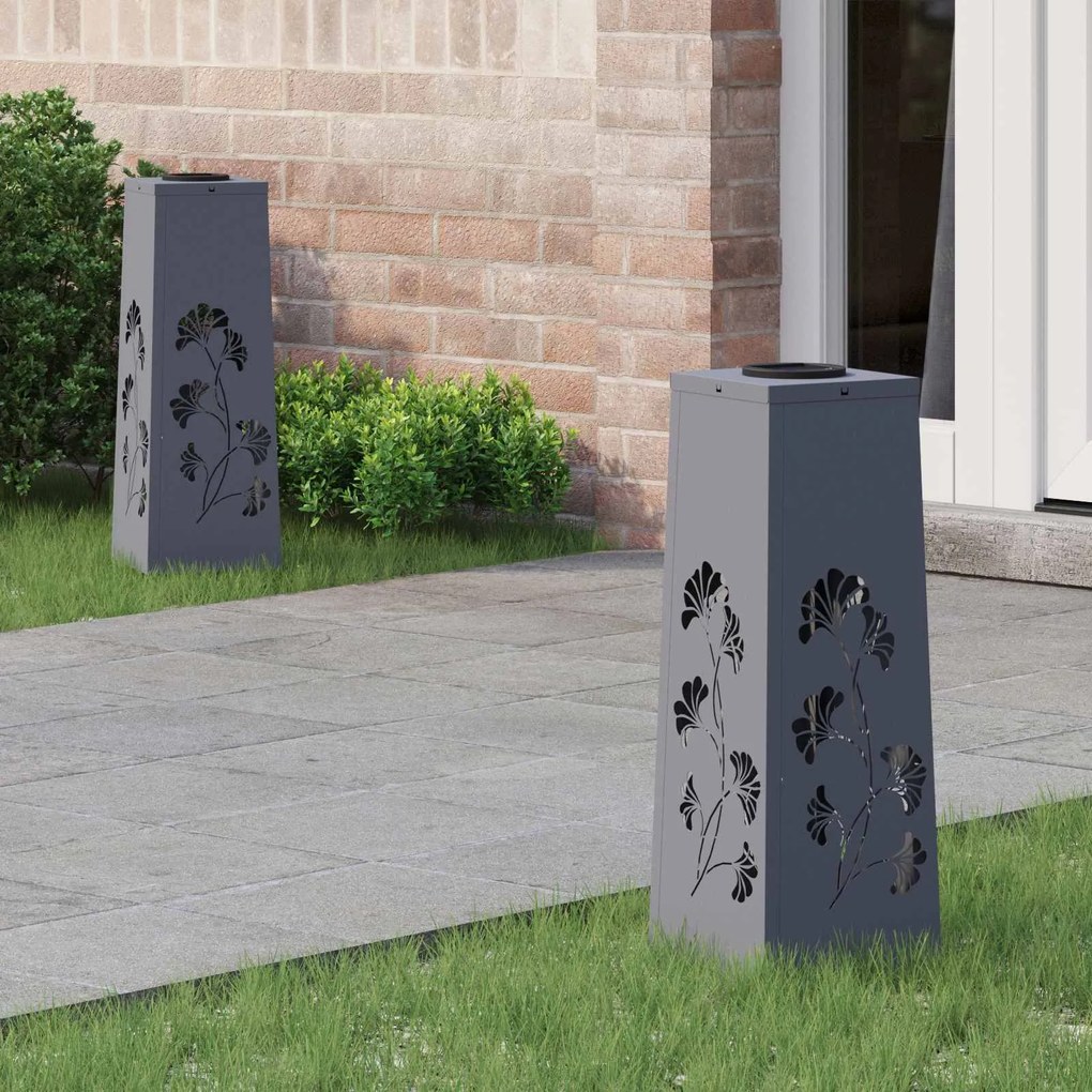 vidaXL Luz Solar LED de Caminho 2 pcs Antracite Aço Laminado a Frio