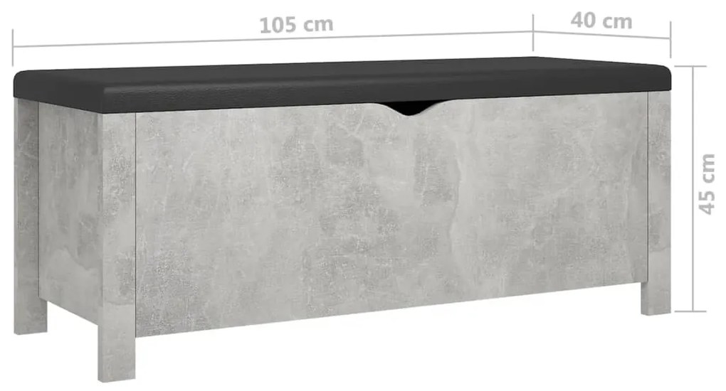 Caixa arrumação c/ almofadão contrap. 105x40x45cm cinza cimento
