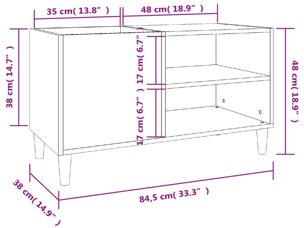 Armário p/ discos 84,5x38x48 cm derivados madeira cinza sonoma