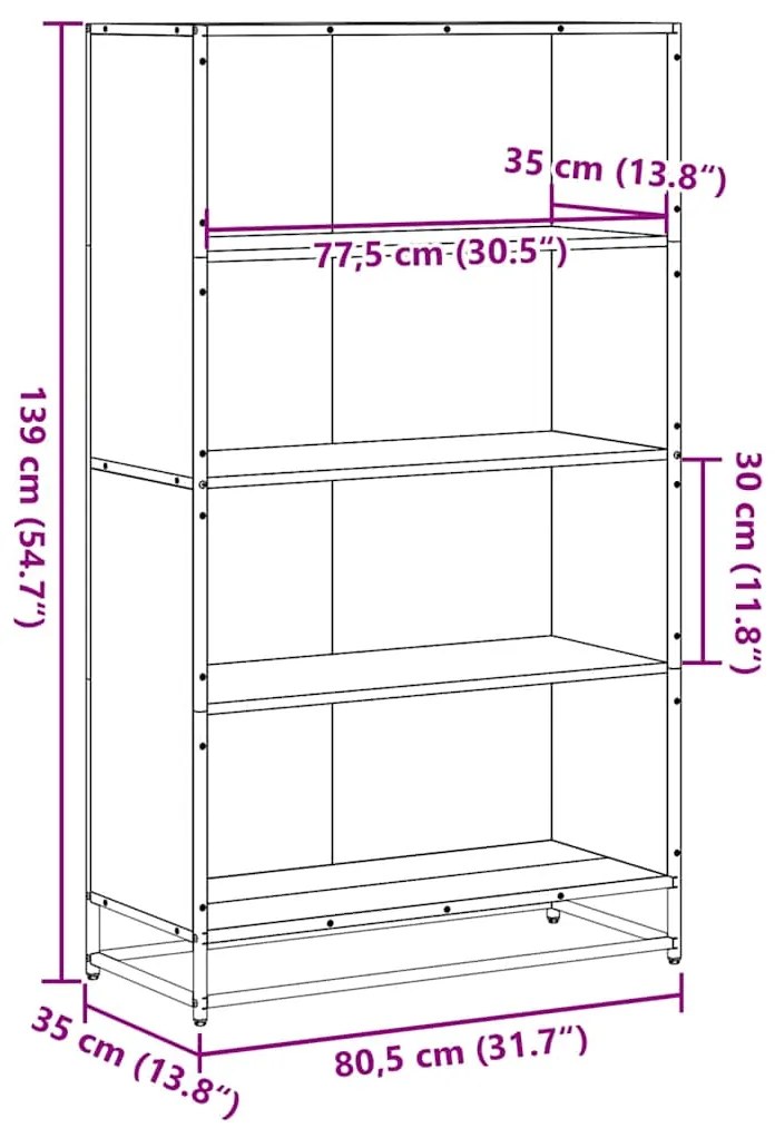Estante 80,5x35x139 cm derivados de madeira carvalho sonoma