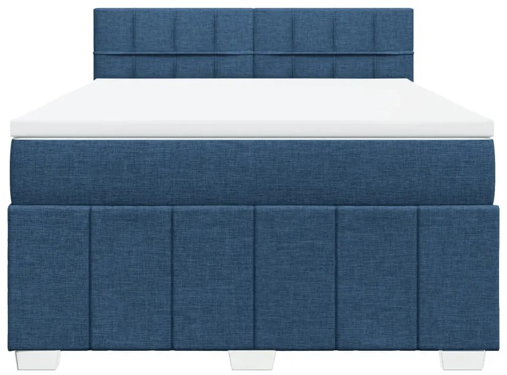 Cama com molas/colchão 140x200 cm tecido azul