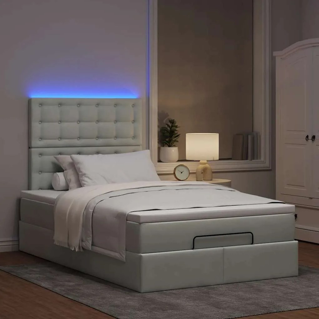 Estrutura de cama otomana com colchões cinza claro Veludo