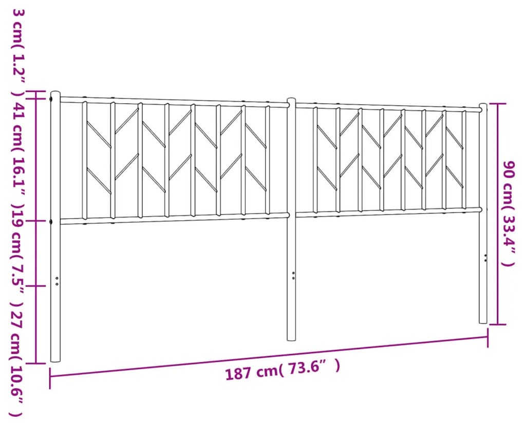 Cabeceira de cama 180 cm metal branco