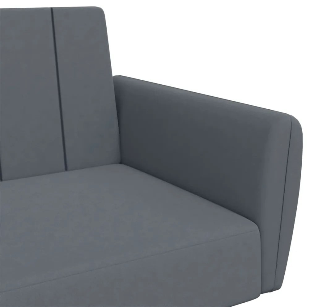 Sofá-cama 2 lugares c/ apoio de pés veludo cinzento-escuro
